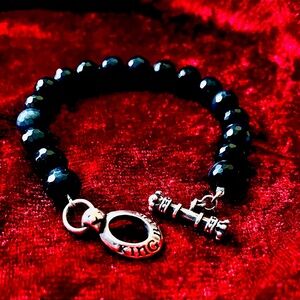 King Baby blue smoke tiger eye toggle bracelet